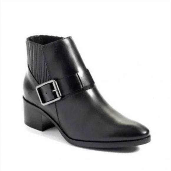 Aquatalia Foster Black Leather Weatherproof Ankle Booties - Picture 1 of 8